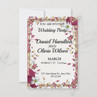 Convite para Festas de casamento Floral Elegante