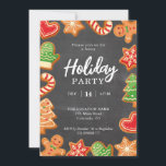 Convite para Festas de Férias Chalkboard Gingerbir<br><div class="desc">Cartão de convite para o Feriado do Gingerpão Cookies. É fácil personalizar.</div>