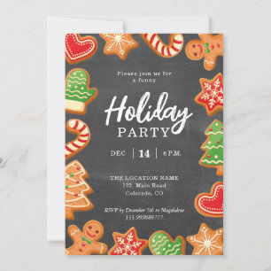 Convite para Festas de Férias Chalkboard Gingerbir