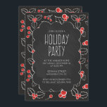 Convite para Festas de Férias Chalkboard Holly Ber<br><div class="desc">Convide seus amigos e família para o Festa de Férias com estes belos convites para o Quadro de discussão que contêm um lindo padrão de bagas ocas e seus detalhes de festas escritos em fontes modernas. A maioria dos elementos de design pode ser redimensionada/movida/excluída/alterada de acordo com sua escolha/preferência.</div>