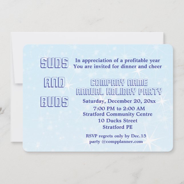 Convite para festas de férias da empresa. (Frente)