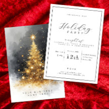 Convite para Festas de Férias de Negócios Douradas