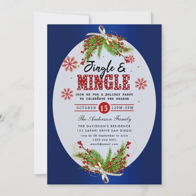 Convite para Festas de Férias Jingle & Mingle (Frente)