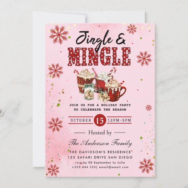 Convite para Festas de Férias Jingle & Mingle (Frente)