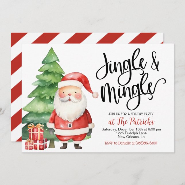 Convite para Festas de Férias Jingle & Mingle (Frente/Verso)