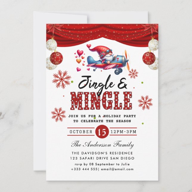 Convite para Festas de Férias Jingle & Mingle (Frente)
