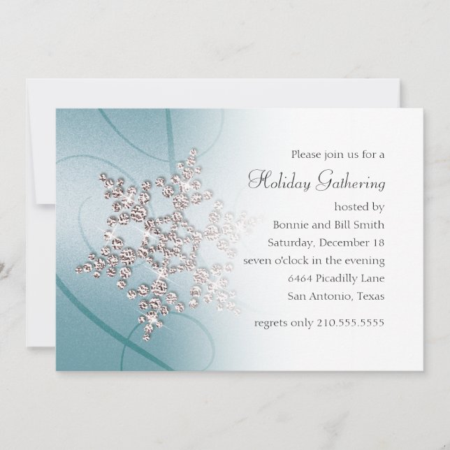 Convite para Festas de Férias Snowflake (Frente)