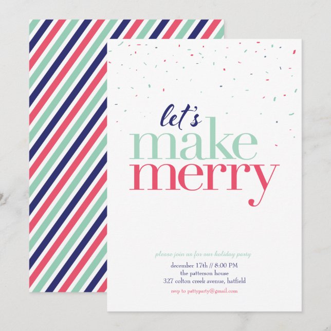 Convite para Festas de Férias *Vamos Fazer Feliz* (Frente/Verso)