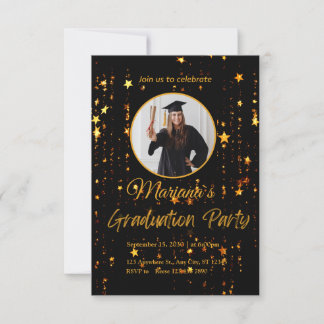 Convite para Festas de formatura Dourada e Preta E