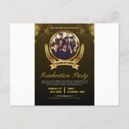 Convite para Festas de formatura Dourada e preto e