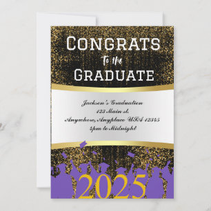 Convite para Festas de formatura Dourada e Roxo El