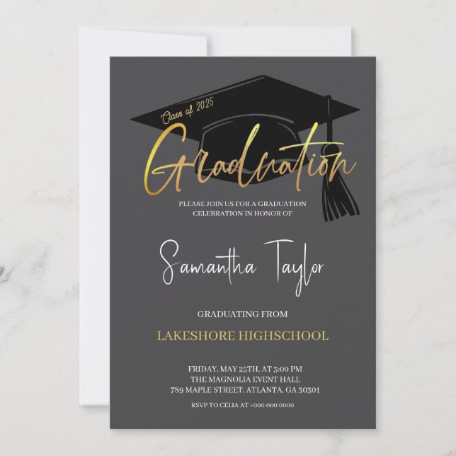Convite para Festas de formatura Elegante (Frente)