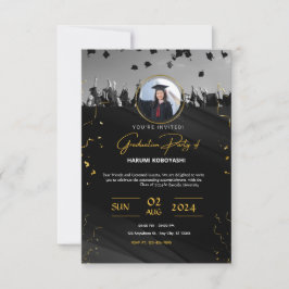 Convite para Festas de formatura Elegante Preta e