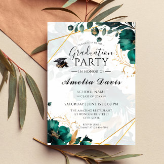 Convite para Festas de formatura Elegante Verde e 