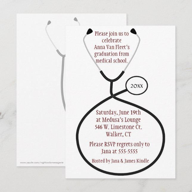 Convite para Festas de formatura Médica ou de Enfe (Frente/Verso)