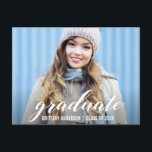 Convite para Festas de formatura Moderna | Foto B<br><div class="desc">Cartão-postal de convite para Festa de formatura de Script Moderno - Vazio de volta</div>