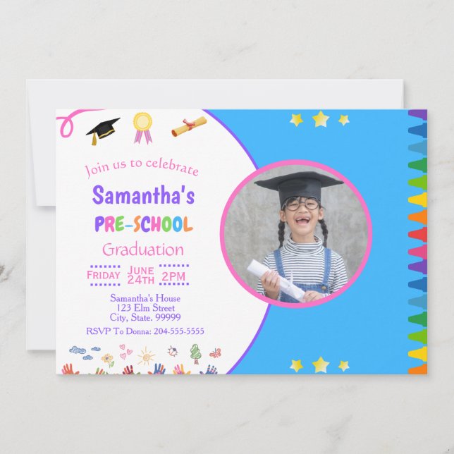 Convite para Festas de formatura pré-escolar (Frente)