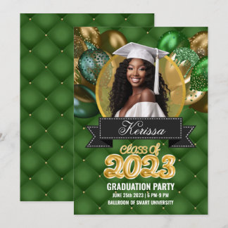 Convite para Festas de formatura Verde e Dourada