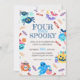 Convite para Festas de Halloween de 4 de Aniversár