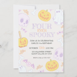 Convite para Festas de Halloween de 4 de Aniversár