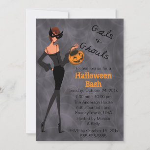 Convite para Festas de Halloween de Gals e Ghouls