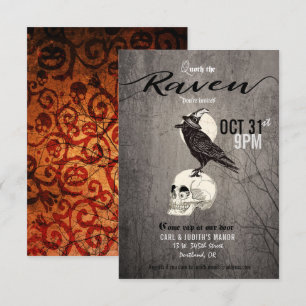 Convite para Festas de Halloween de Poe Raven
