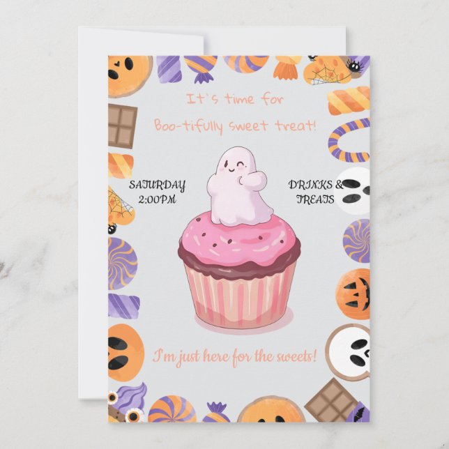 Convite para Festas de Halloween Editável - Fantas (Frente)