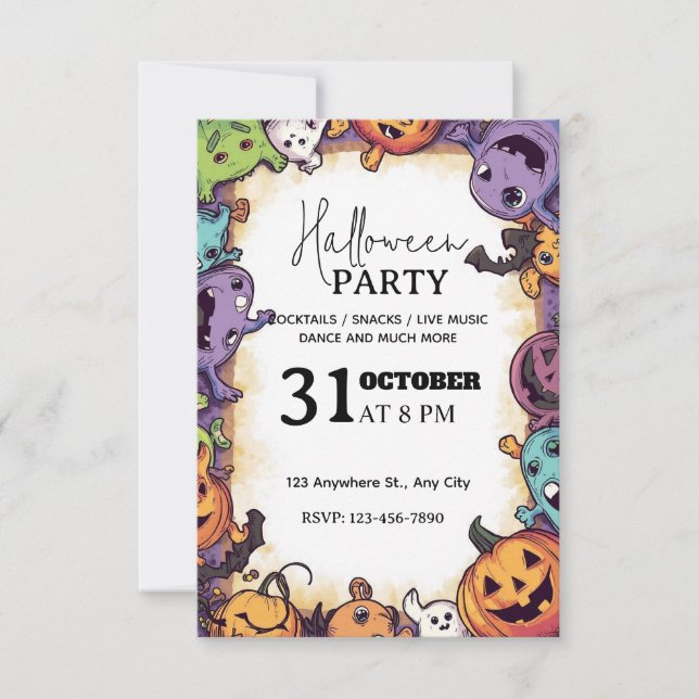 Convite para Festas de Halloween para Crianças Div (Frente)
