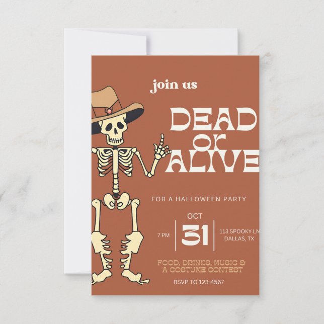 Convite para Festas de Halloween Vivas ou mortos (Frente)