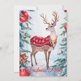 Convite para Festas de Natal de Reindeer