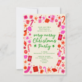 Convite para Festas de Natal Festivas Vermelhas e 