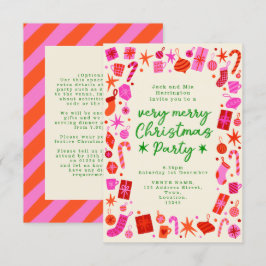 Convite para Festas de Natal Festivas Vermelhas e 