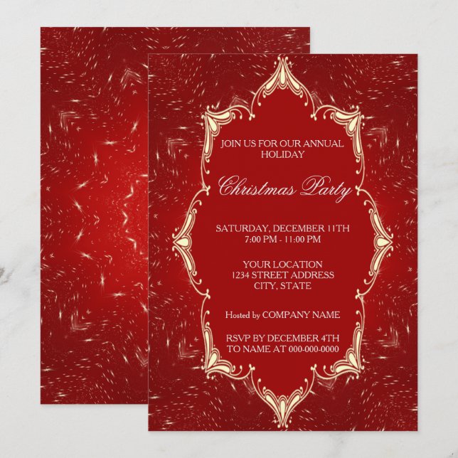 Convite para Festas de Natal Vermelho (Frente/Verso)