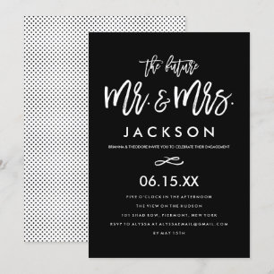 Convite para Festas de noivado com Letra Chic Mão