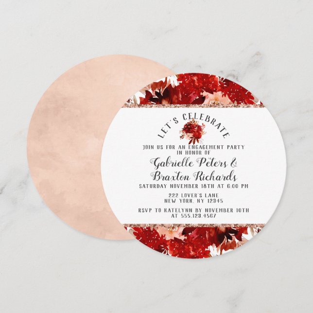 Convite para Festas de noivado de Celebração de Va (Frente/Verso)