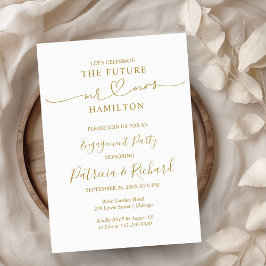 Convite para Festas de noivado Dourada caligrafia