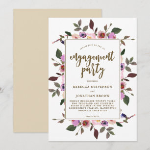 Convite para festas de noivado floral bonito