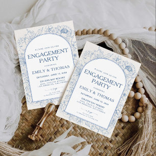 Convite para Festas de noivado Floral Chinoiserie