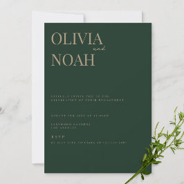 Convite para Festas de noivado Verde Moderna e Ele