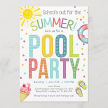 Convite para Festas de Piscina de Festa de Verão