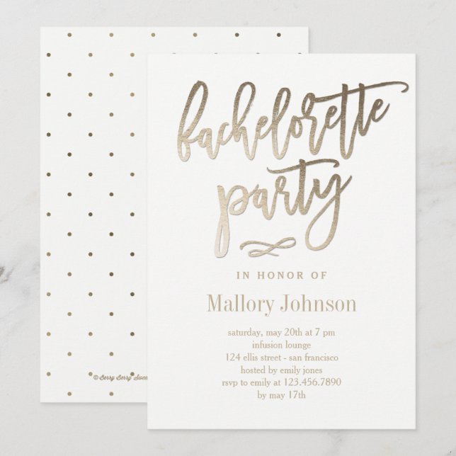 Convite para Festas de solteira de Glimmer Brutos (Frente/Verso)