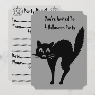convite para festas engraçadas de gato preto zang