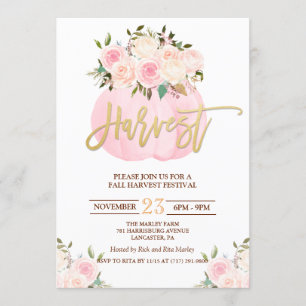 Convite para Festival de Colheita de Pumpkin Flora