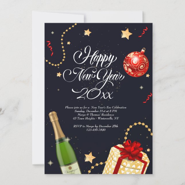 Convite para Festividades de Feliz ano novo (Frente)