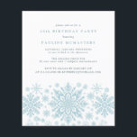 Convite para Flocos de Neve Azul aniversário de 40<br><div class="desc">Flocos de neve de cor azul muito elegantes criam uma bonito borda ao longo do final deste convite de aniversário para adultos. A design moderna e minimalista tem uma sensação aberta e arejada. A estética contemporânea apelará a pessoas de todas as idades.</div>