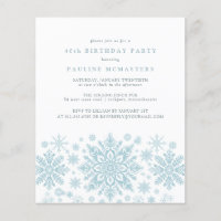 Convite para Flocos de Neve Azul aniversário de 40
