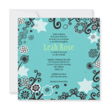 Convite para Flora Star Aqua Bat Mitzvah