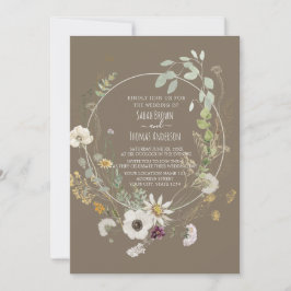 Convite para Flores Selvagens de Cor Suave Castanh