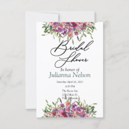 Convite para flores silvestres de cor d'água púrpu