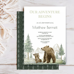 Convite para florestas de cor d'água de urso-mãe e